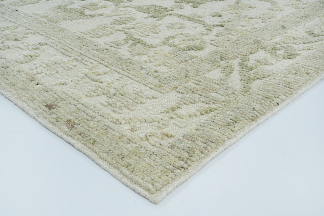 Aras Hand-Knotted Textured Wool Rug - Ivory/Celadon - 244cm x 305cm