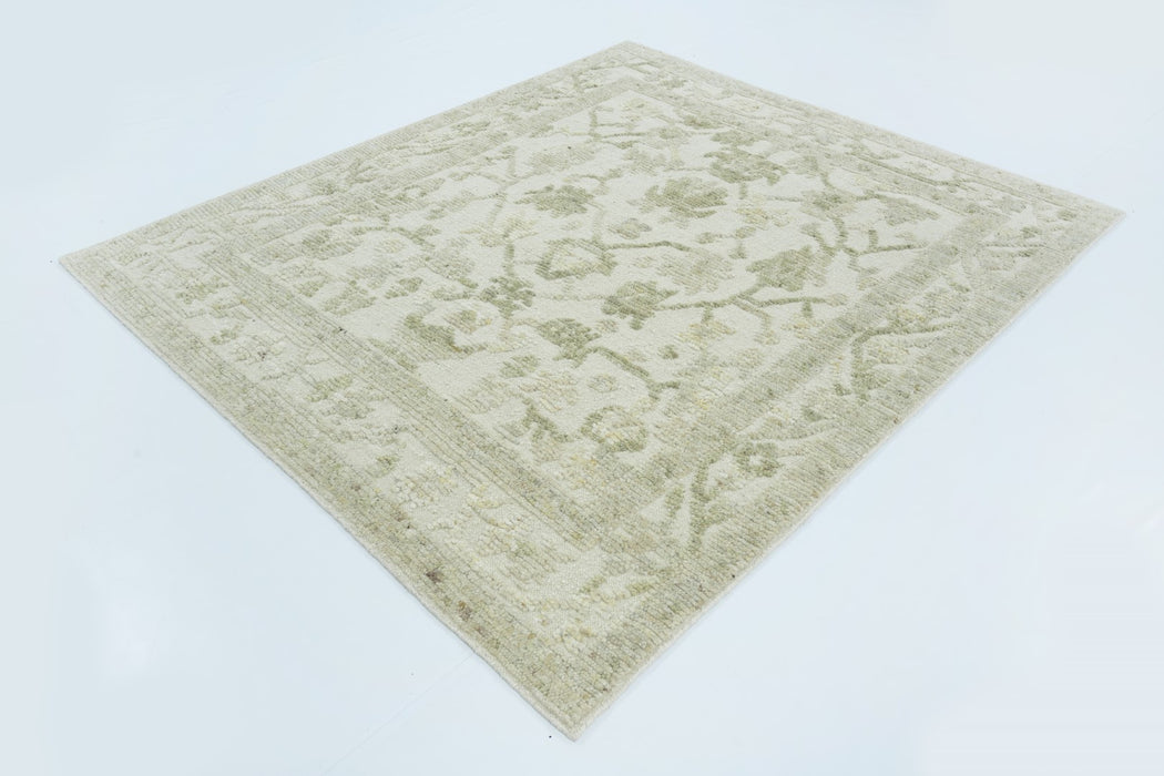 Aras Hand-Knotted Textured Wool Rug - Ivory/Celadon - 244cm x 305cm