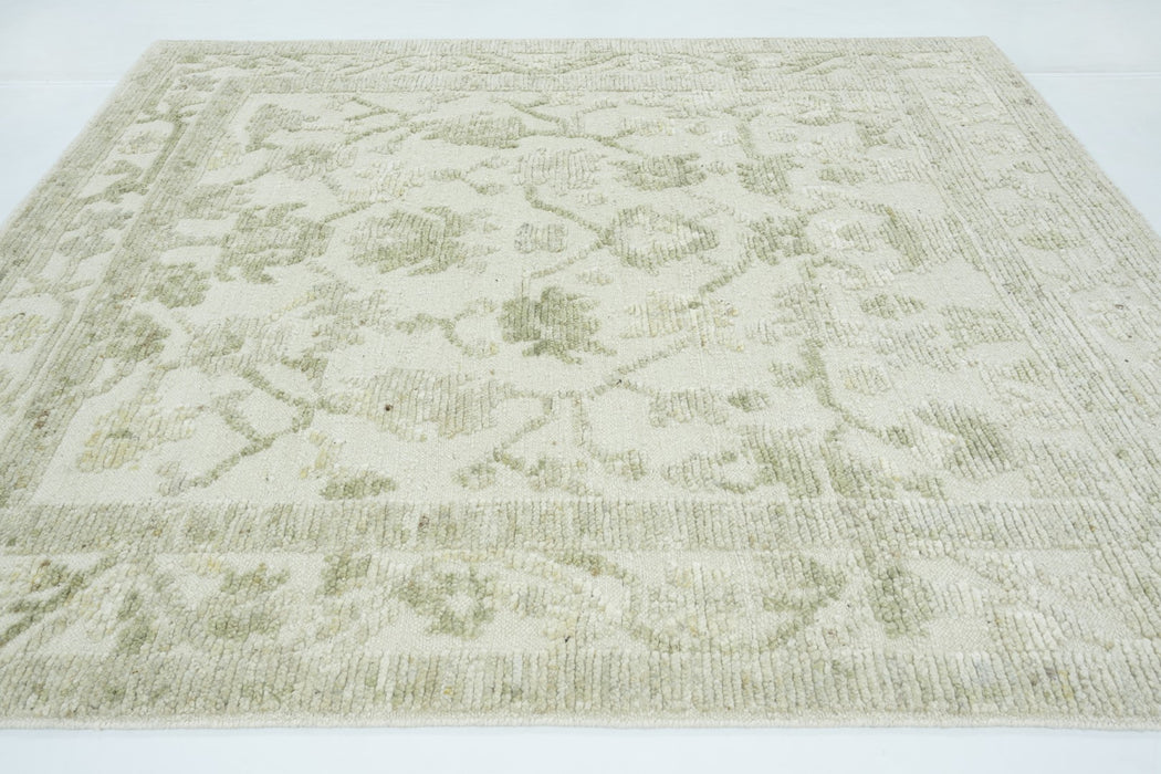 Aras Hand-Knotted Textured Wool Rug - Ivory/Celadon - 244cm x 305cm