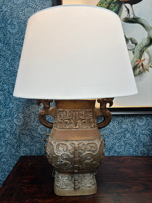 Extra-Large Hand-Made White Smooth Linen Lampshade (Pair Available)