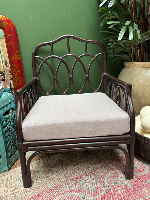 Dark Cocoa Rattan Arm Chair with Natural Cushion