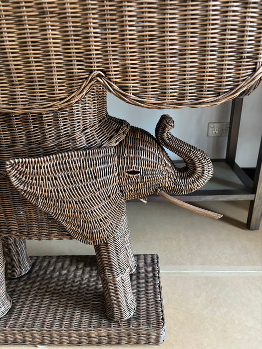 Rattan Elephant Console in Vintage Brown