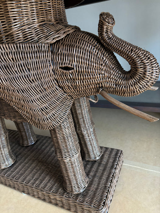 Rattan Elephant Console in Vintage Brown