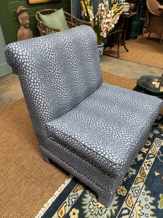 Isla Scroll Back Slipper Chair in Chinkara Sapphire/Indigo