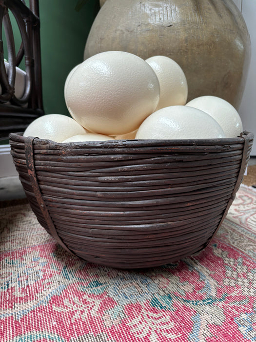 Ostrich Eggs in Bamboo Basket