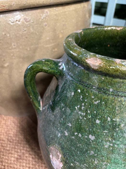 Vintage Green Glazed Antep Pot Large