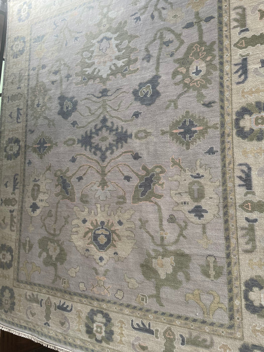 Alara Hand-Knotted Indian Oushak Wool Rug - Dove, Blossom, Celadon and Basil 244cm x 305cm