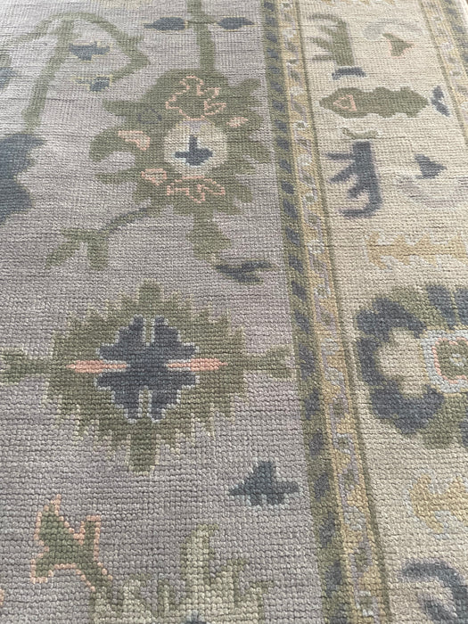 Alara Hand-Knotted Indian Oushak Wool Rug - Dove, Blossom, Celadon and Basil 244cm x 305cm