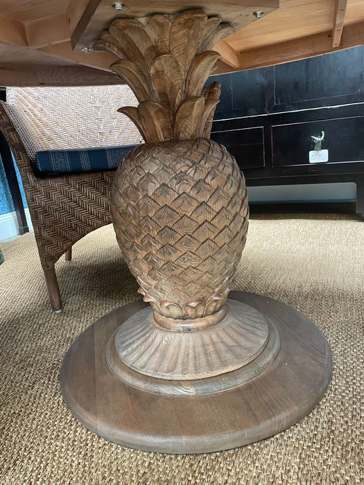 Round Teak Carved Pineapple Dining Table 1.2m diameter