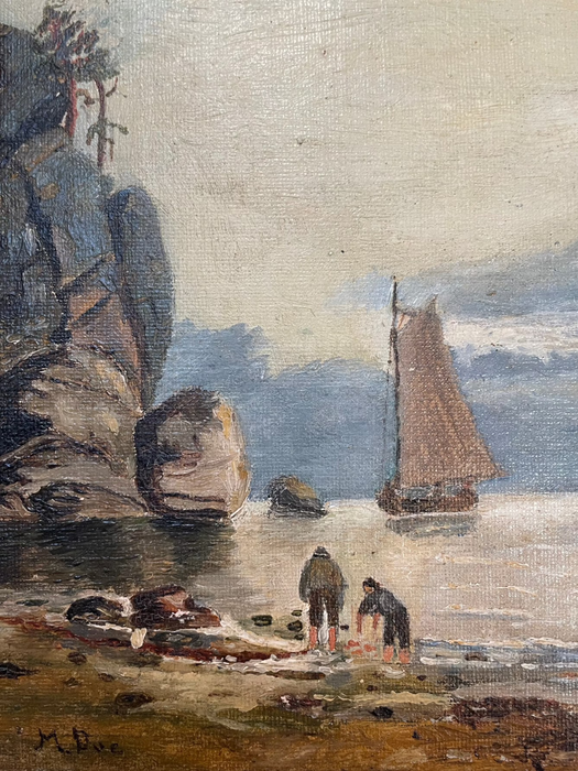 Charming Vintage Coastal Oil Painting - M. Due