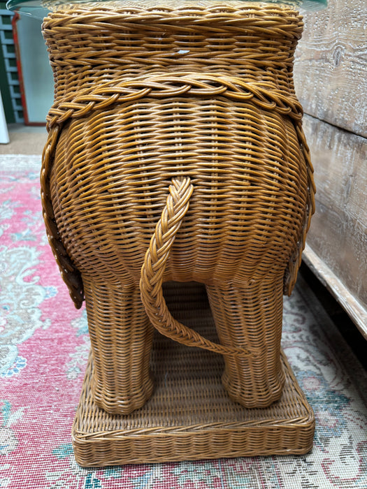 Xavier Furniture Rattan Elephant Side Table with Glass Top