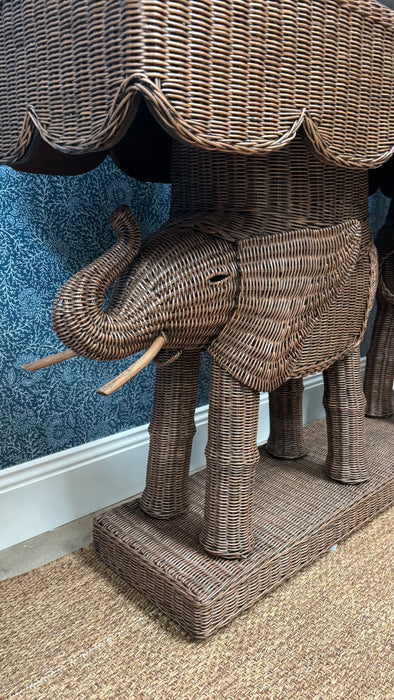 Rattan Elephant Console in Vintage Brown