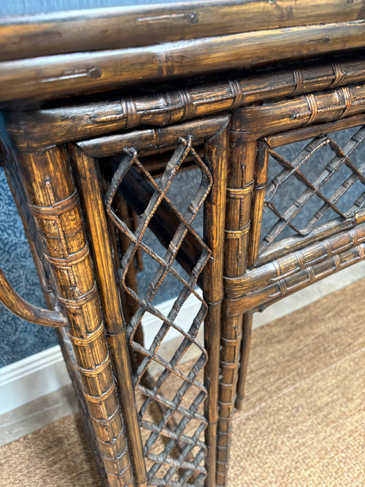 Vintage Chinoiserie Rattan Console