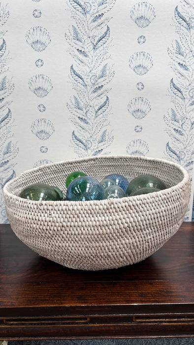 Vintage Japanese Fishing Floats in White Basket