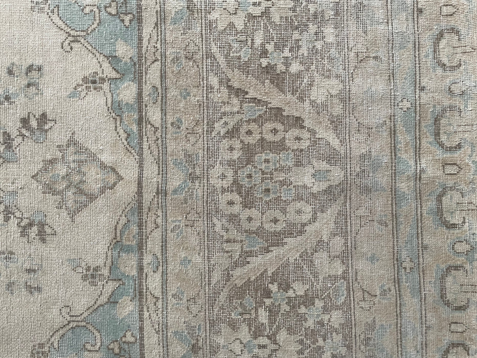 Vintage Persian Kerman Wool Rug - Aqua Blue and Beige -  290 x 389cm