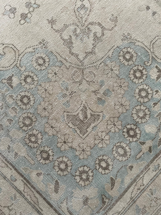 Vintage Persian Kerman Wool Rug - Aqua Blue and Beige -  290 x 389cm