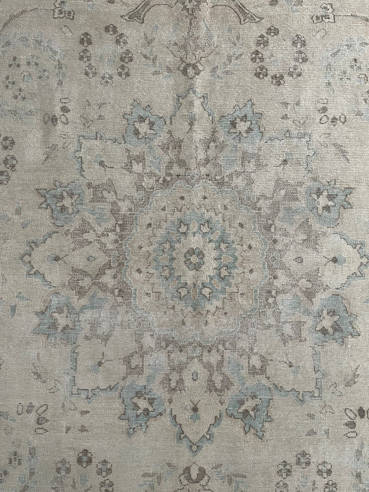 Vintage Persian Kerman Wool Rug - Aqua Blue and Beige -  290 x 389cm