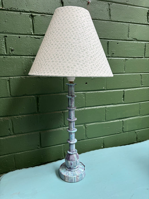 Goa Hand-carved Blue and Lilac Bone Lamp