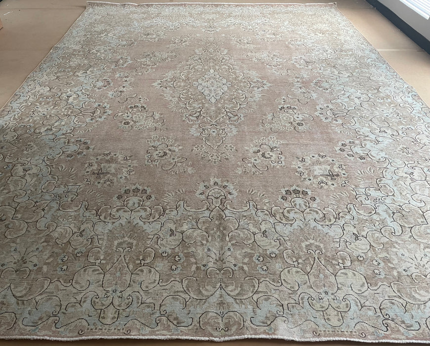 Vintage Persian Birjand Wool Rug - Dusky Pink, Aquamarine, Sage and Chocolate  - 297 x 392cm