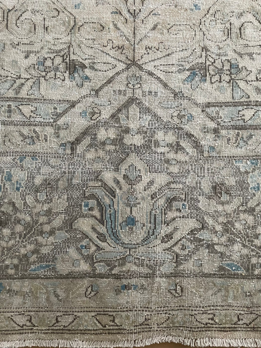 Vintage Persian Kerman Wool Rug - Beige, Chocolate, Turquoise, Teal and Aquamarine - 252 x 354cm