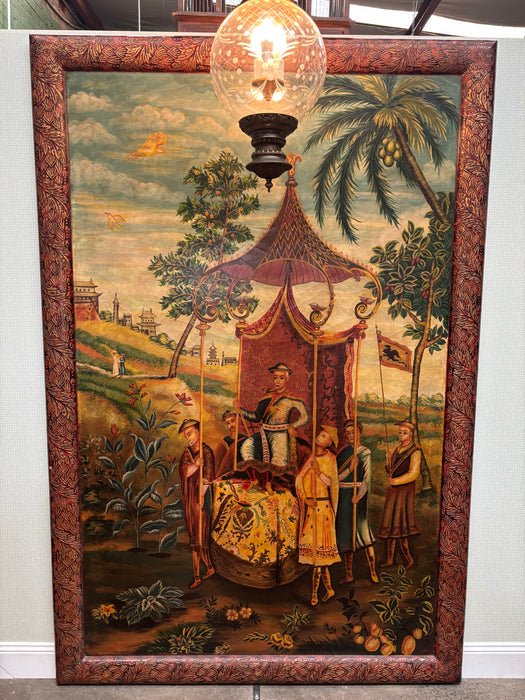 Vintage Processional Painting with Carved Framed