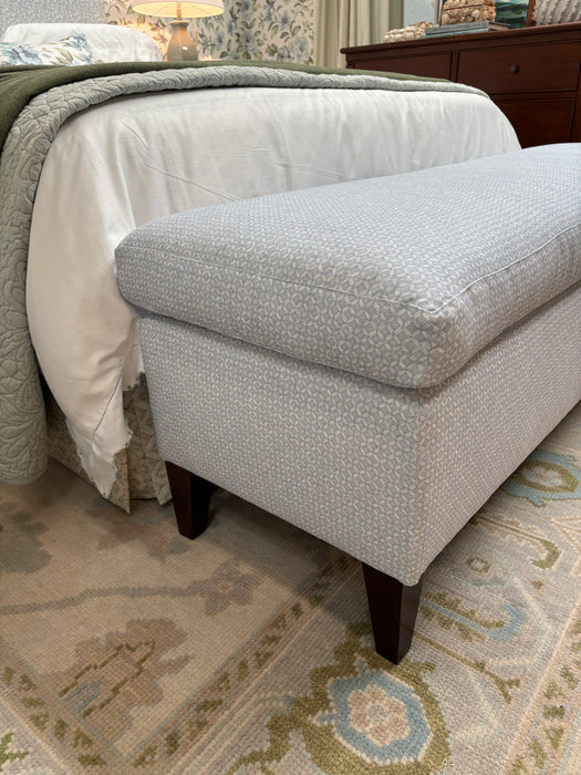 Custom Pillow Top Bed Bench in Isla Design Petit Panier Sapphire