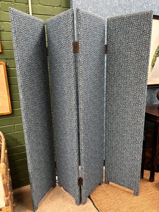 Isla Upholstered Four Panel Screen in Isla Design Pareo Aquamarine/Peacock