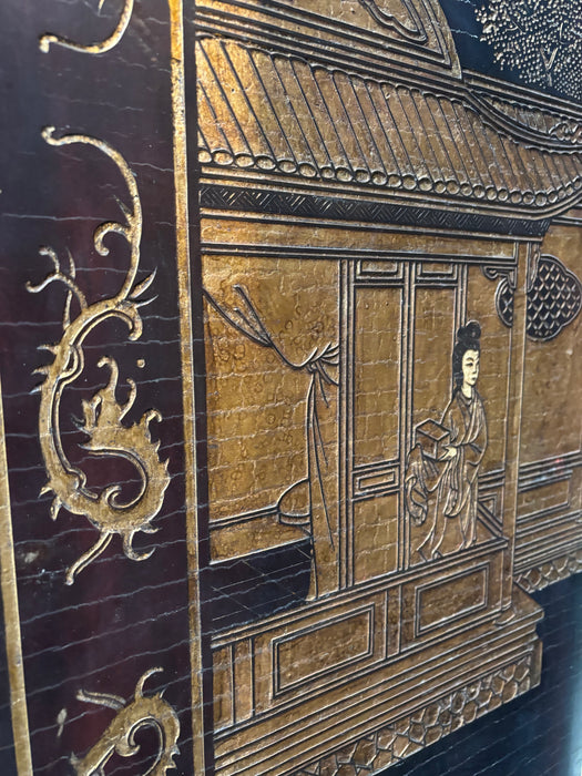 Antique Pagoda Six Panel Lacquer Gilt screen Late Qing Dynasty/19th Century