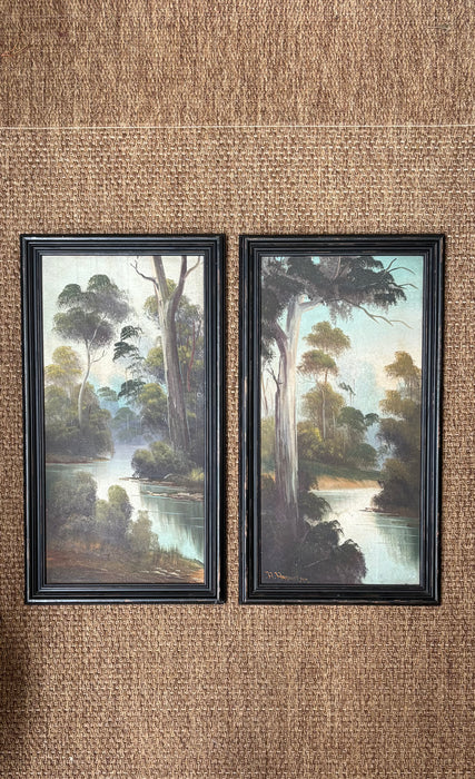 Pair of Early 20th Landscapes Oil on Board