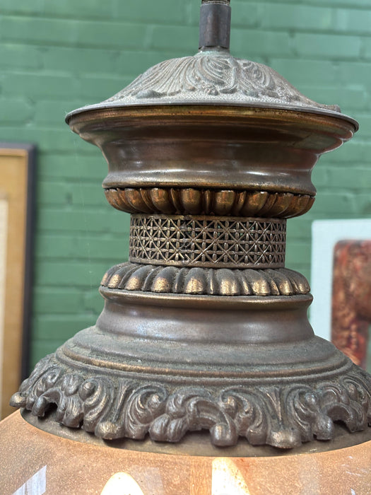 Antique Brass and Etched Glass Lantern