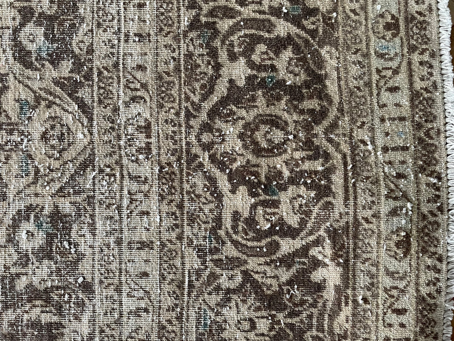 Vintage Persian Tabriz Wool Medallion Rug - Brown with Flecks of Dark Green 400cm x 290cm