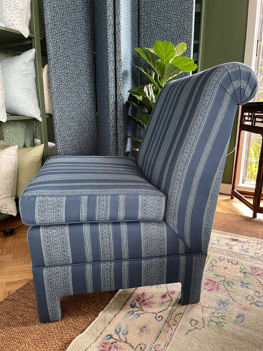 Isla Scroll Back Slipper Chair in Thera Aquamarine/Peacock