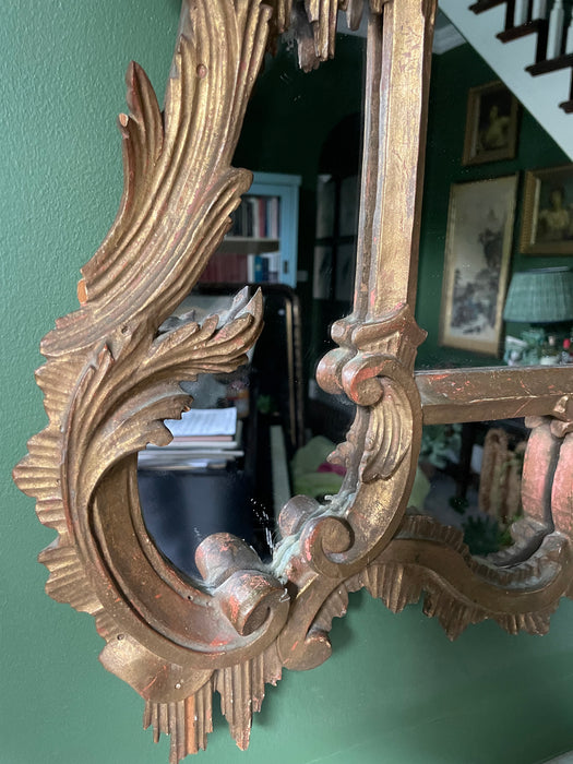 Antique Chinoiserie Gilt Wood Pagoda Mirror