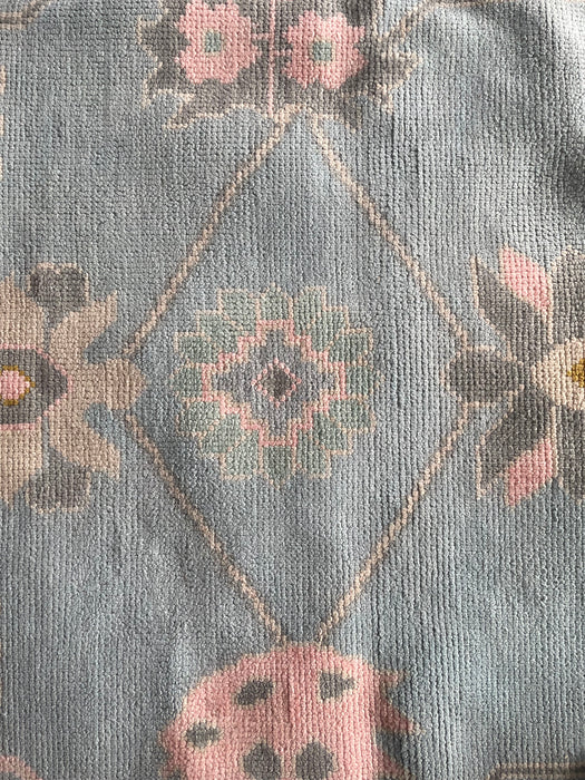 Dilek Hand-Knotted Indian Oushak Wool Rug - Sapphire, Blossom, Aquamarine and Charcoal 244cm x 305cm