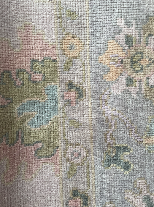 Levanta Hand-Knotted Oushak Indian Wool Rug -  Lilac, Aquamarine, Blossom and Pear 244 x 305cm