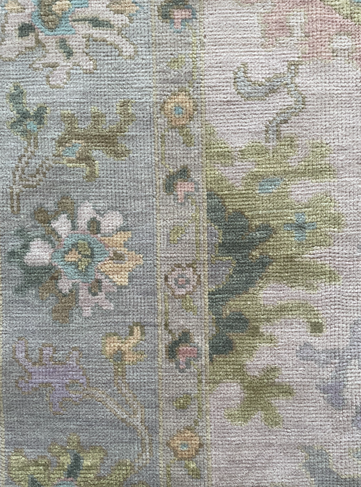 Levanta Hand-Knotted Oushak Indian Wool Rug -  Lilac, Aquamarine, Blossom and Pear 244 x 305cm