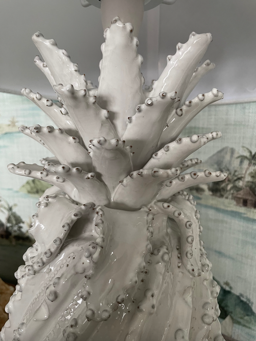 Aruba White Hand-Painted Ceramic Pineapple Lamp Base