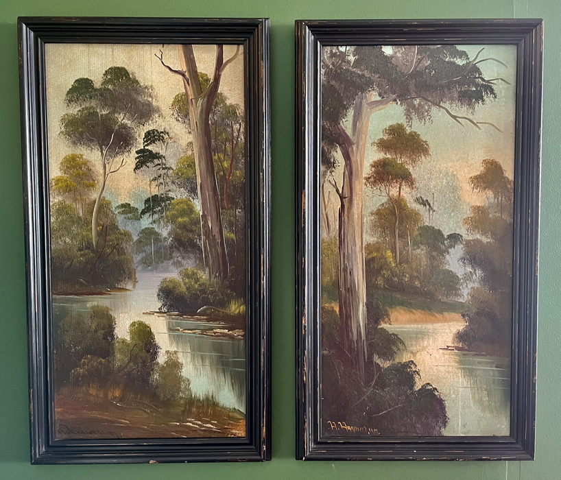 Pair of Early 20th Landscapes Oil on Board