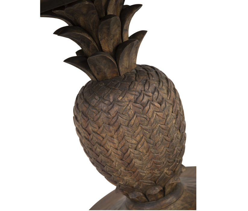 Round Teak Carved Pineapple Dining Table 1.2m diameter