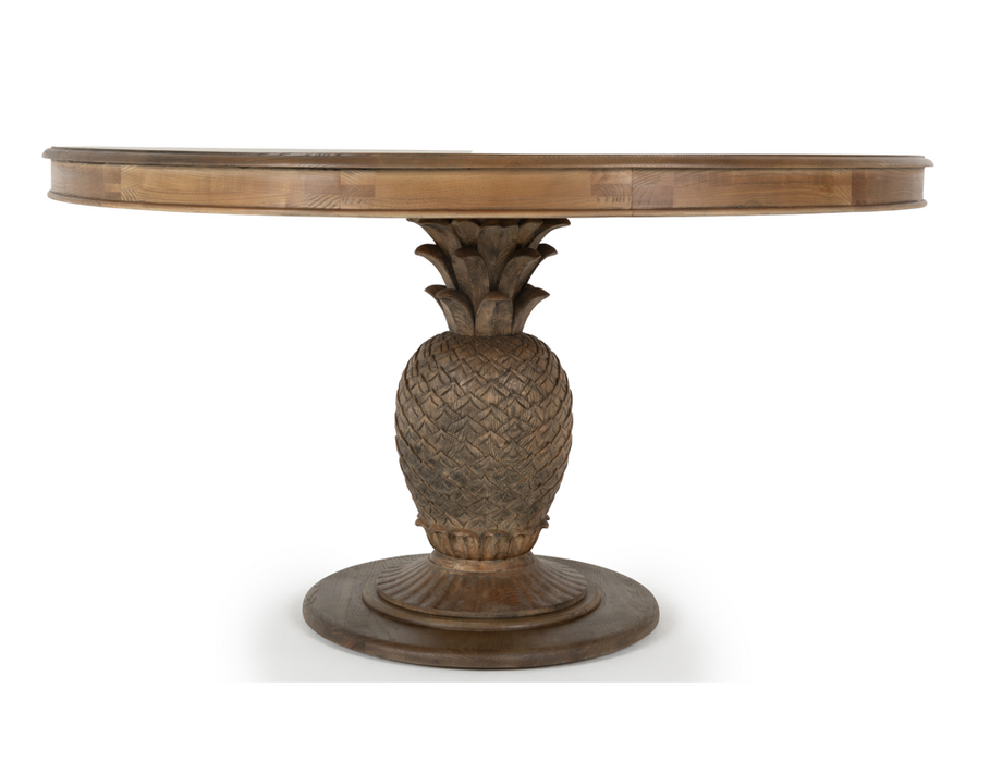 Round Teak Carved Pineapple Dining Table 1.2m diameter