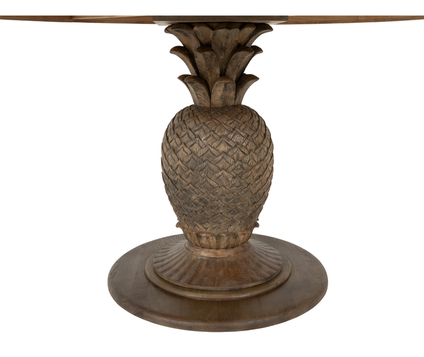 Round Teak Carved Pineapple Dining Table 1.2m diameter