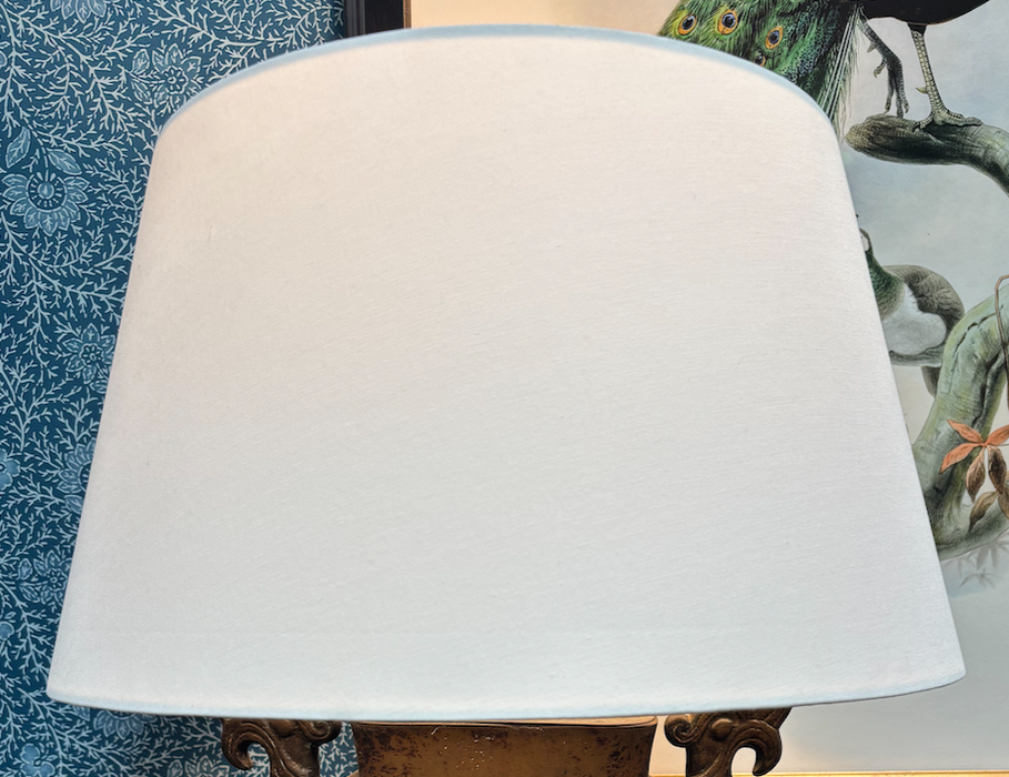 Extra-Large Hand-Made White Smooth Linen Lampshade (Pair Available)