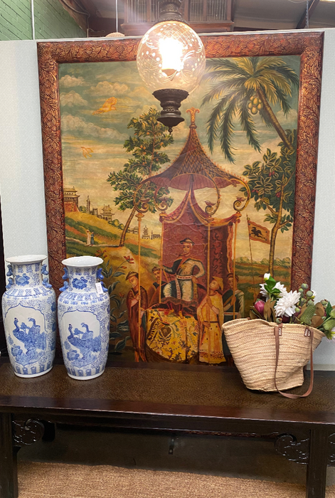 Antique Brass and Etched Glass Lantern