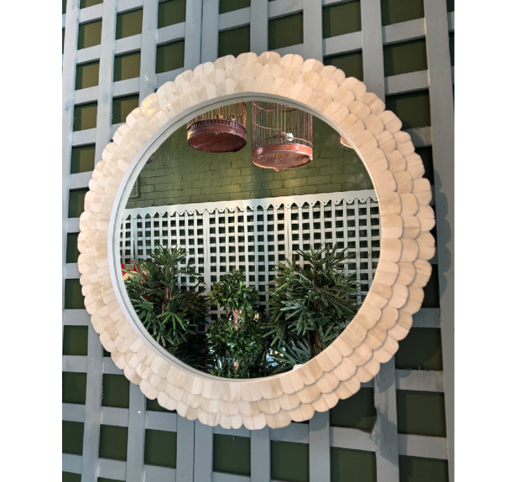 Marguerite Round Bone Inlay Mirror